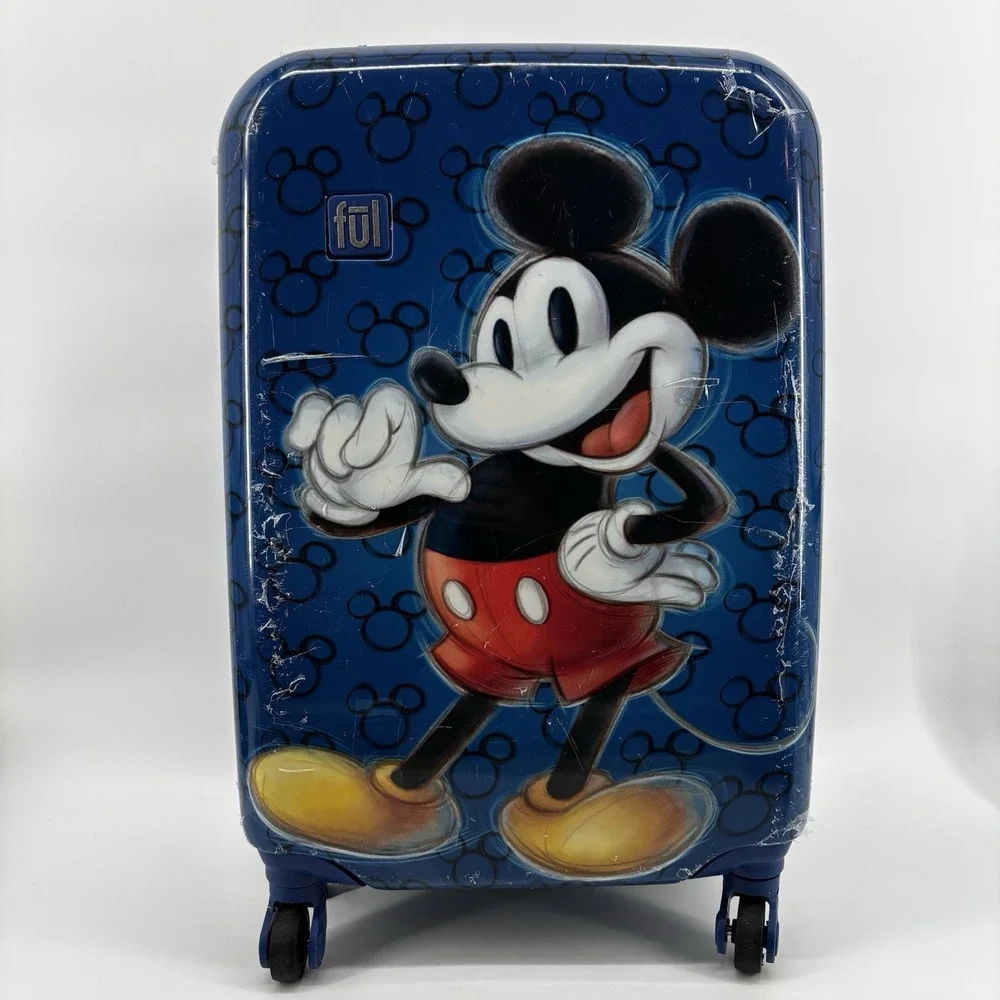 Disney Parks Mickey Mouse Hardbody Rolling Swivel 4 wheel Suitcase Luggage 21